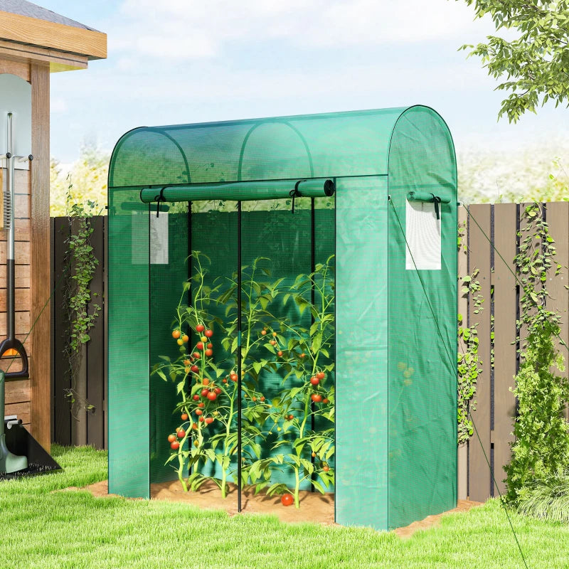 Mini Greenhouse, Portable Garden Green House with Roll-up Door and Mesh Windows, 6' x 2' x 6.6', Green