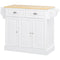 HOMCOM Classic Rolling Kitchen Cart: White Island with Rubber Wood Top, Towel Rack, Drawer & Cabinet Storage