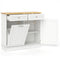Rubber Wood Kitchen Trash Cabinet with Single Trash Can Holder and Adjustable Shelf-White