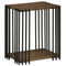 Rubber Wood Side Table with 2-Layer Storage Shelves and Metal Frame-Walnut