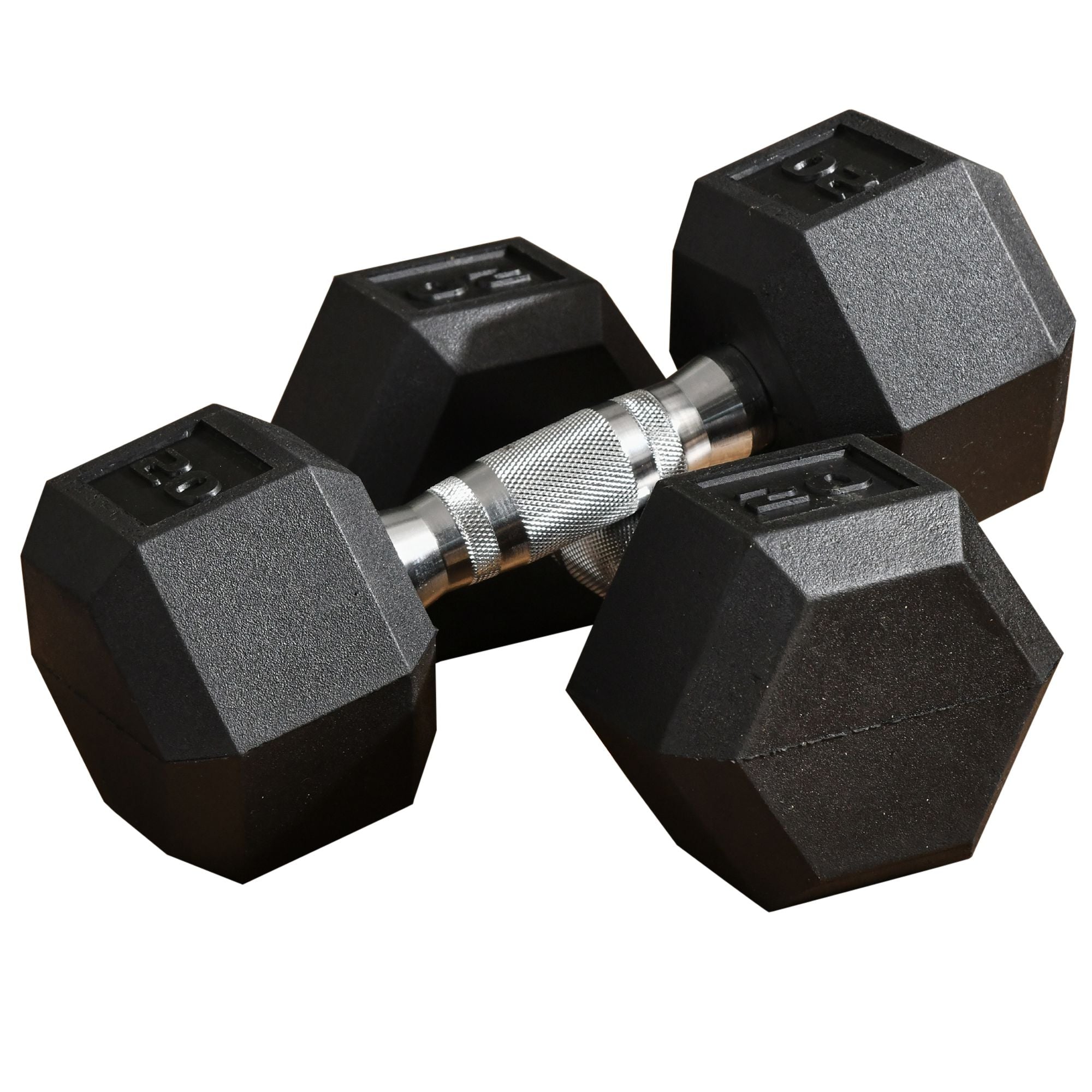 Soozier 40lbs Dumbbell Set: 2 x 20lbs Rubber Hand Weights for Home Gym Fitness Training, Black Finish 