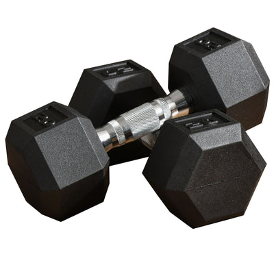 Soozier 40lbs Dumbbell Set: 2 x 20lbs Rubber Hand Weights for Home Gym Fitness Training, Black Finish 