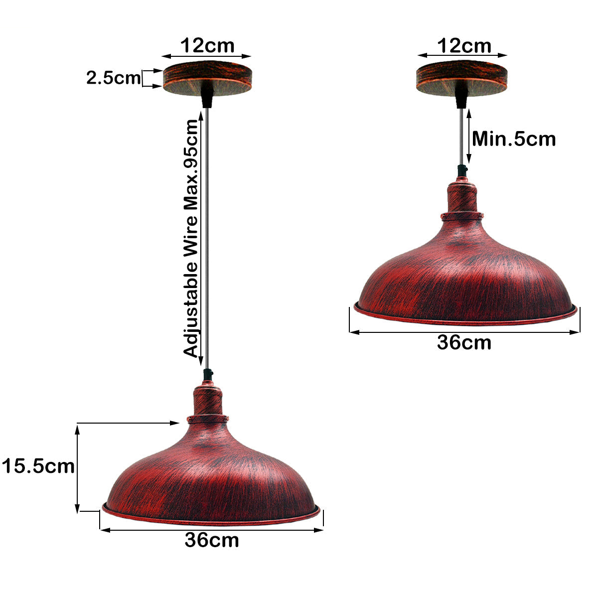 Industrial Metal Rustic Red Hanging Pendant Light ~1444 