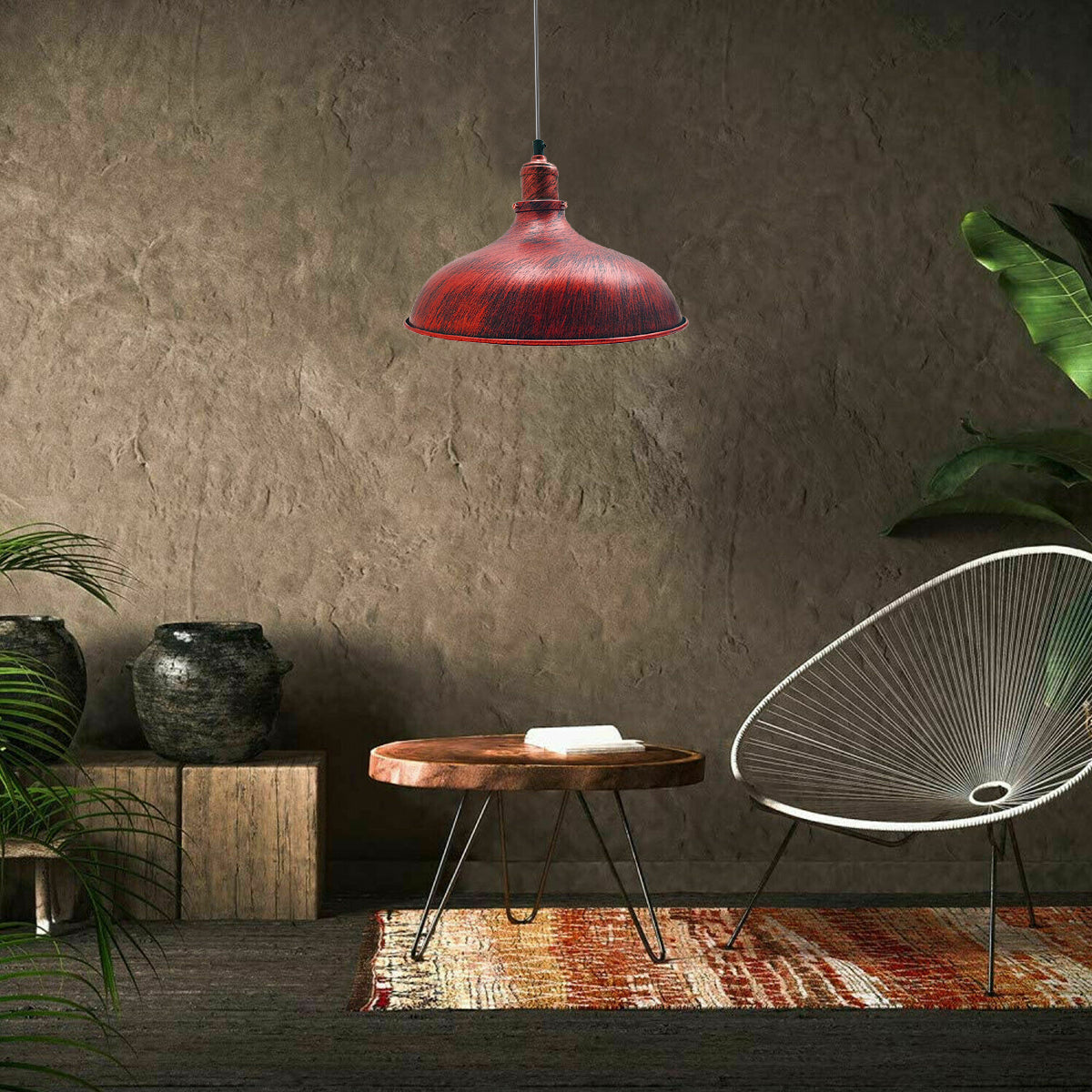 Industrial Metal Rustic Red Hanging Pendant Light ~1444 