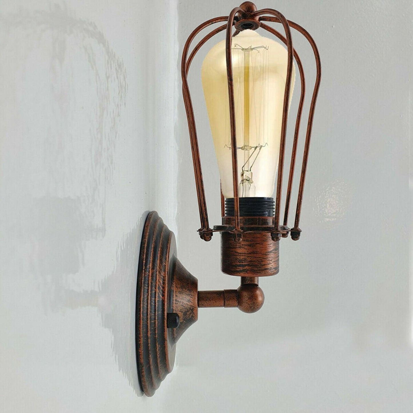 Industrial Rustic Red Balloon Cage Wall Sconce Lamp~1523