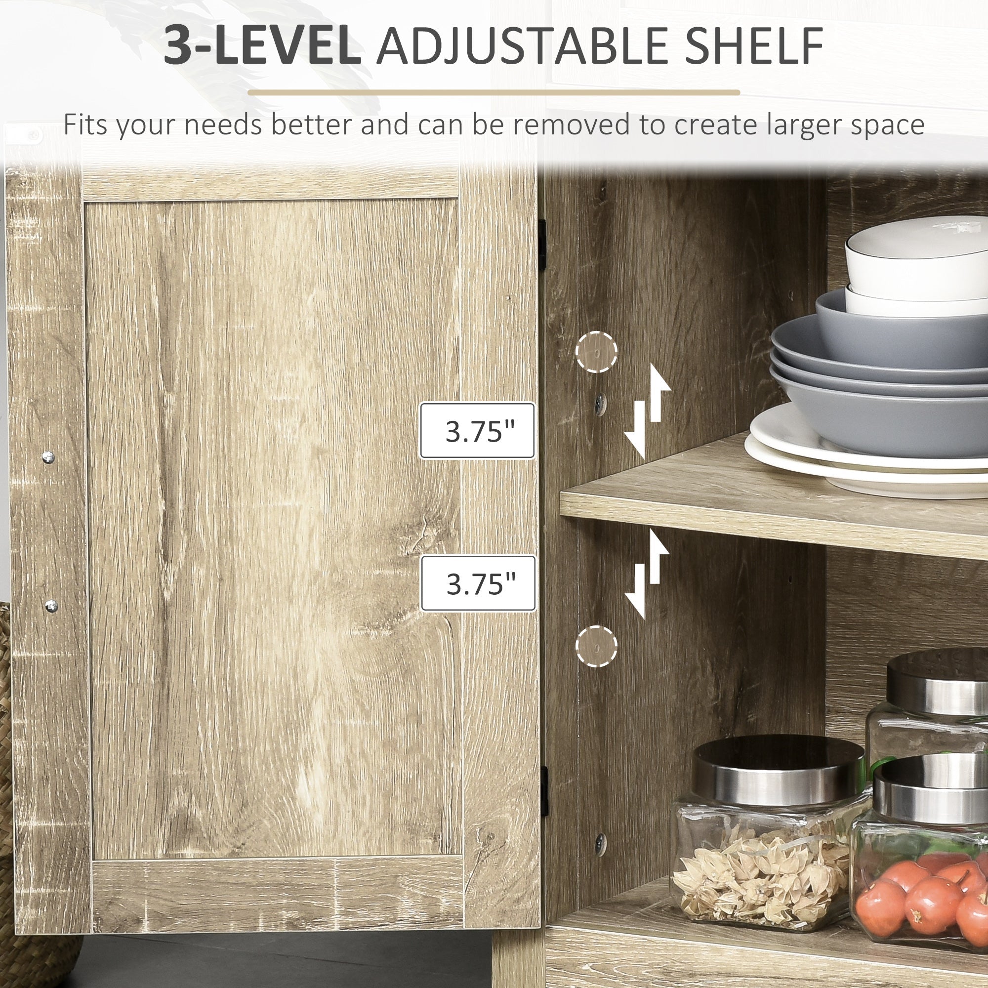 HOMCOM Farmhouse Buffet Cabinet: Wooden Accent Sideboard with Drawer and Adjustable Shelf for Kitchen, Rustic Brown 