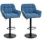 Swivel Barstools Set of 2 Adjustable Bar Stools with Footrest Armrests and PU Leather Back for Dining Room Dark Blue