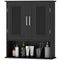 Modern Wall Mount Bathroom Cabinet, Storage Organizer with 2 Door Cabinet and Shelf, Black