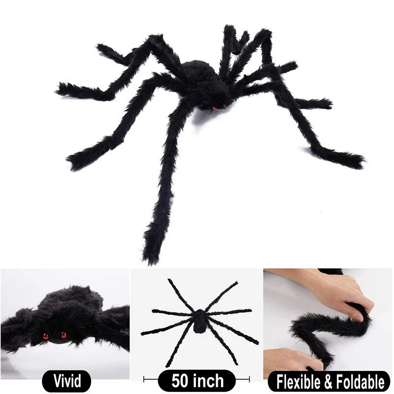 Black Scary Giant Spider | Halloween Decoration Props For Outdoor | Huge Spider For Halloween | DIY Giant Spider Yard Decoration for Halloween