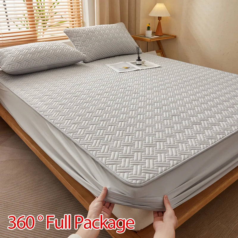 Twill Mattress Cover Quilted Latex Pad – Skin-Friendly Fitted Sheet Protector, Bedspread, Available in 160/180x200 cm, No Pillowcase Included