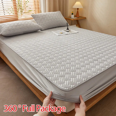 Twill Mattress Cover Quilted Latex Pad – Skin-Friendly Fitted Sheet Protector, Bedspread, Available in 160/180x200 cm, No Pillowcase Included 