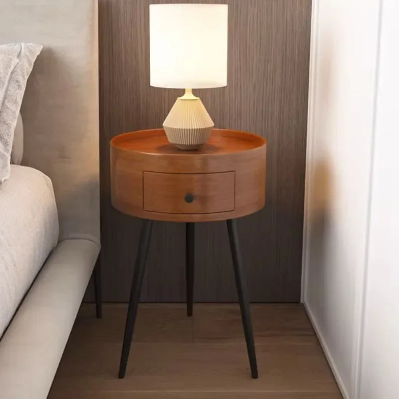 Ultra-Narrow Small Bedside Table – Modern Simple Nordic Design, Light Luxury Round Coffee Table for Small Family, Sofa, Hotel, and Homestay