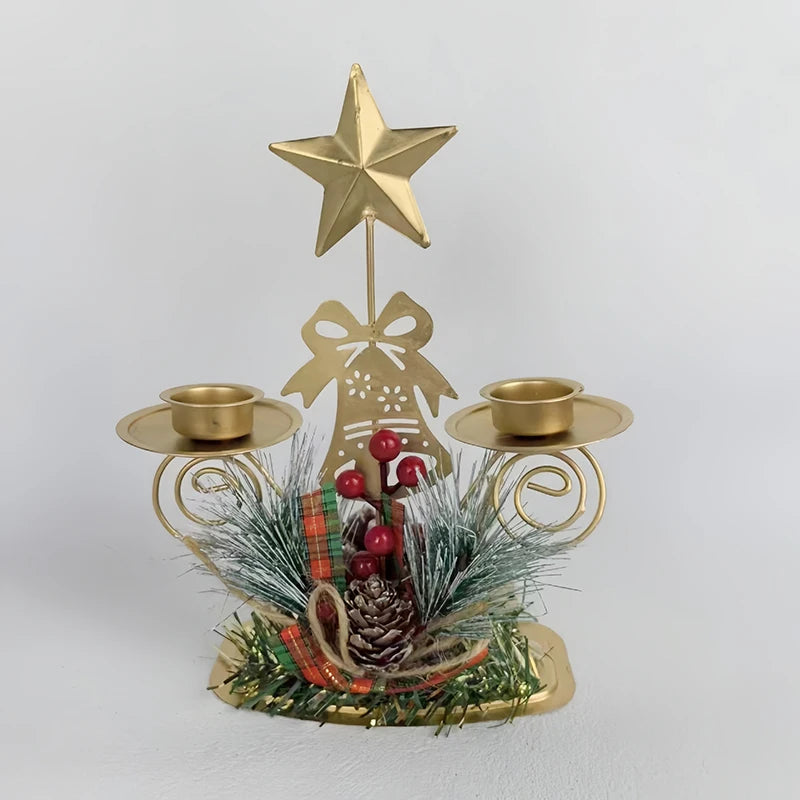 Christmas Golden Iron Candle Holder Window Table Decoration Christmas Holiday Decoration Christmas Decorations Iron Candlestick