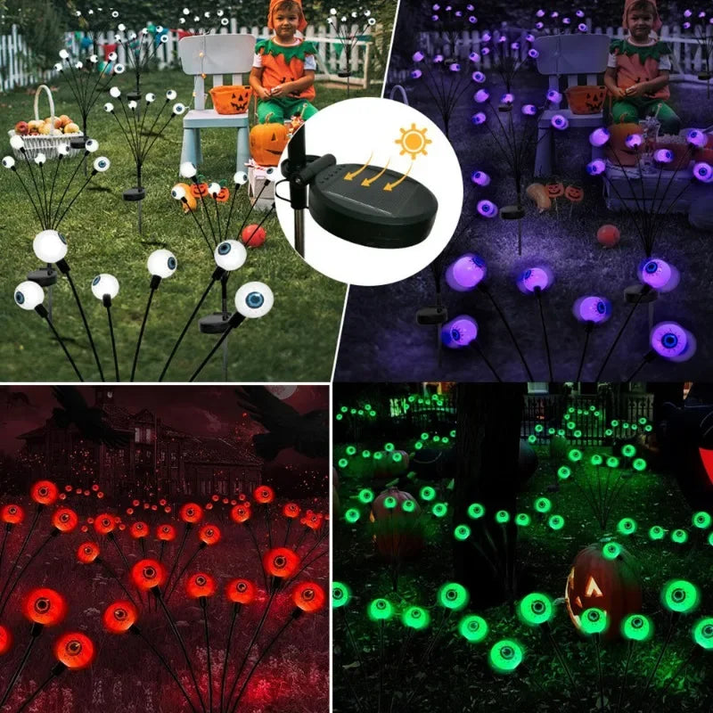 1-6PCS Halloween LED Eyeball Lights Solar Garden Lawn Lights Outdoor Scary Decoration Lights Halloween Party Decoration