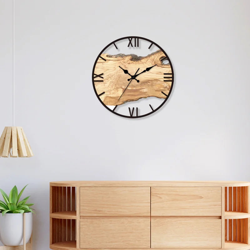 Acrylic Wood Grain Wall Clock – Silent, Minimalist Design, Home Hanging Clock for Living Room, Art Wall Watch, Home Decoration 