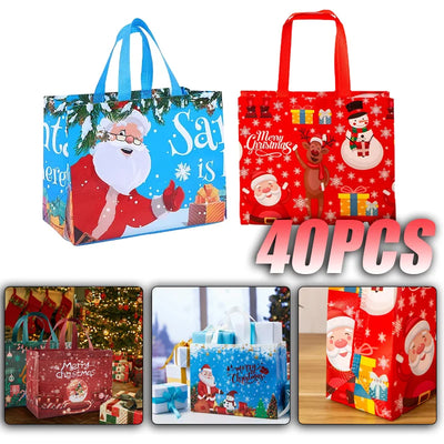 Christmas Gift Bags Santa Elk Snowflake Tote Bag Children's Gift Bags Thickened Non-woven Waterproof Bag Christmas Decoration 
