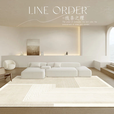 Minimalist Living Room Decoration Stripe Carpet Cream Large Area Rugs for Bedroom Japanese Style Plush Rug Home Fluffy Soft Mat 