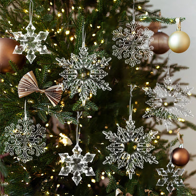 3/5pcs Christmas Ice Snowflake Pendants Transparent Snowflake Icicle Xmas Tree Hanging Decoration For Home New Year Navidad Gift 