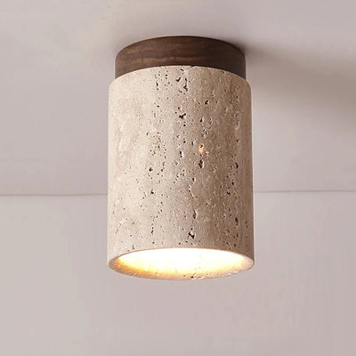 Wabi Sabi Decor Ceiling Lamp – Yellow Travertine Downlight for Foyer, Balcony, Corridor, E27, Hotel, Home Stay, Restaurant 