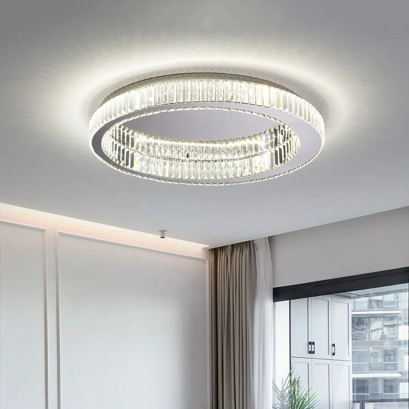 Modern Simple Crystal Circle Lamp - LED Ceiling Chandelier for Living Room, Bedroom, and Study