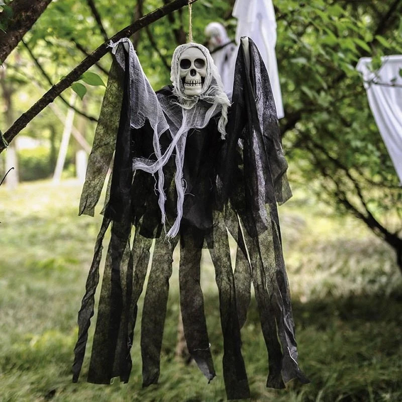 Halloween hanging ghost clothes skull gauze clothes haunted house door horror props Halloween ghost pendant decoration supplies