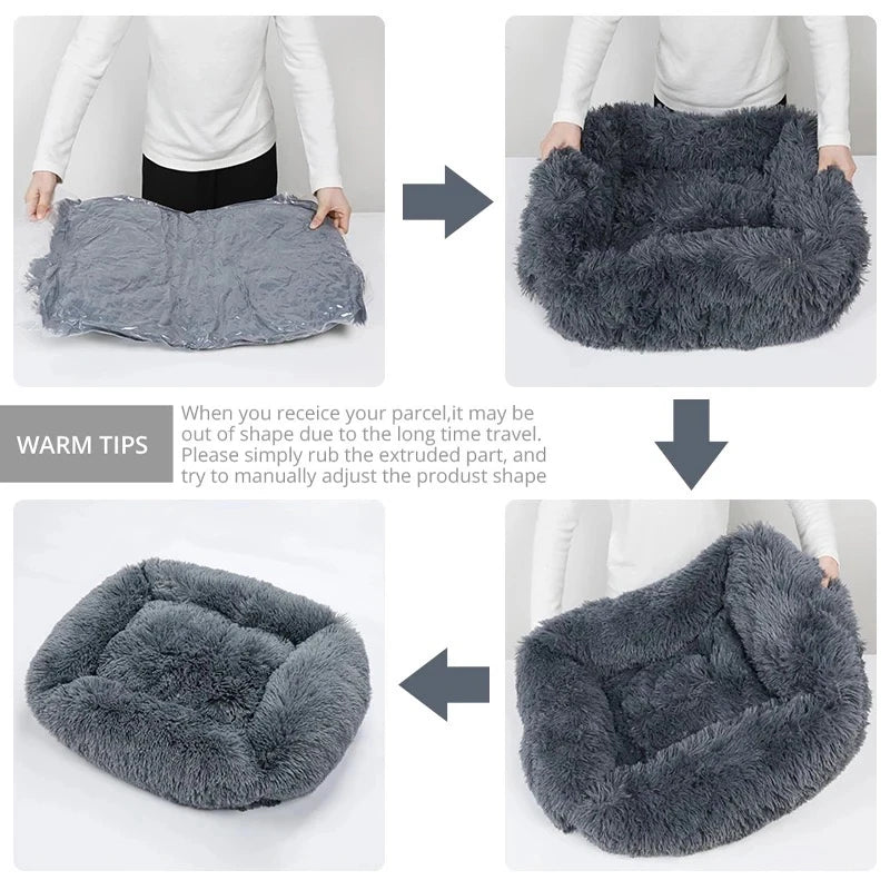 Rectangle Plush Dog Bed Winter Warm Mat Small Medium Big Pet Cat Dog Bed Kennel Puppy Sofacama Cat Cushion Pets Sofa Accessories 