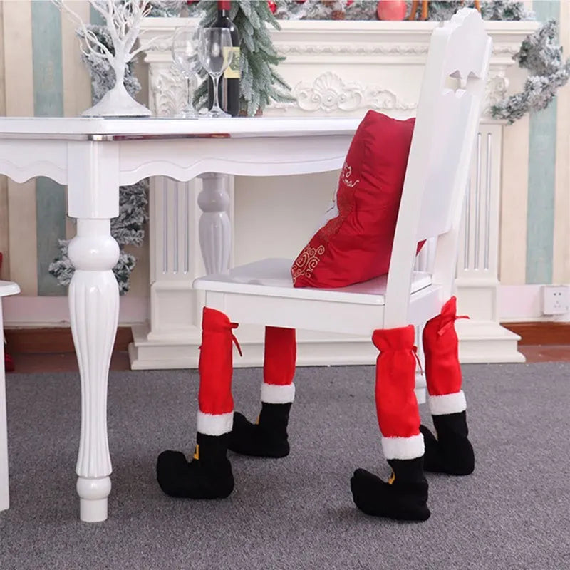 Christmas Chair Leg Covers Chair Dining Set Cover Restaurant Chair Decoration Christmas Hotel Tableware Decoration