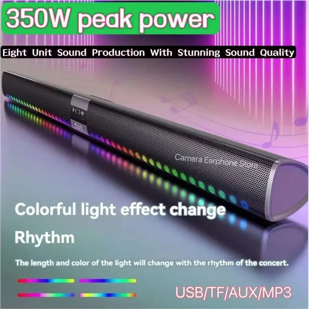 350W High Power Soundbar – Home Theater Bluetooth Speaker, 4 Speakers, 4 Diaphragms, 8 Units, 110cm Long, for PC