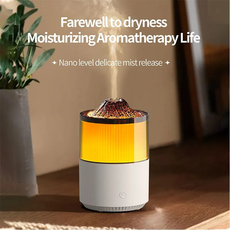 Cool Flame Lamp Humidifier - Colorful Mini Silent Desktop Ambient Lamp & Aromatherapy Machine