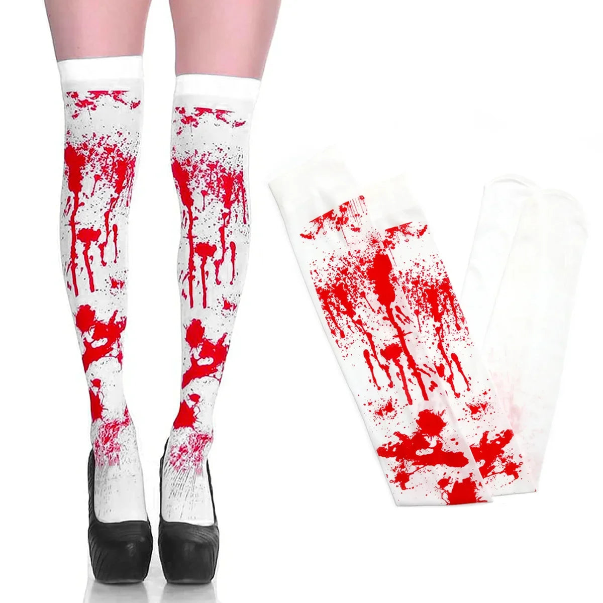 Halloween Gloves Scary Atmosphere Decorated Blood Gloves Blood Socks Party Costume Blood Mark Props Halloween Decorative Prop