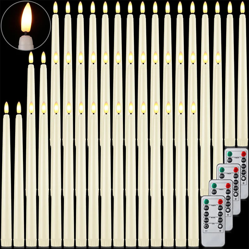 120-12Pcs Flameless Taper Candles Battery Operated LED Candle Flickering Candles Faux Candle Halloween Christmas Wedding Decor 