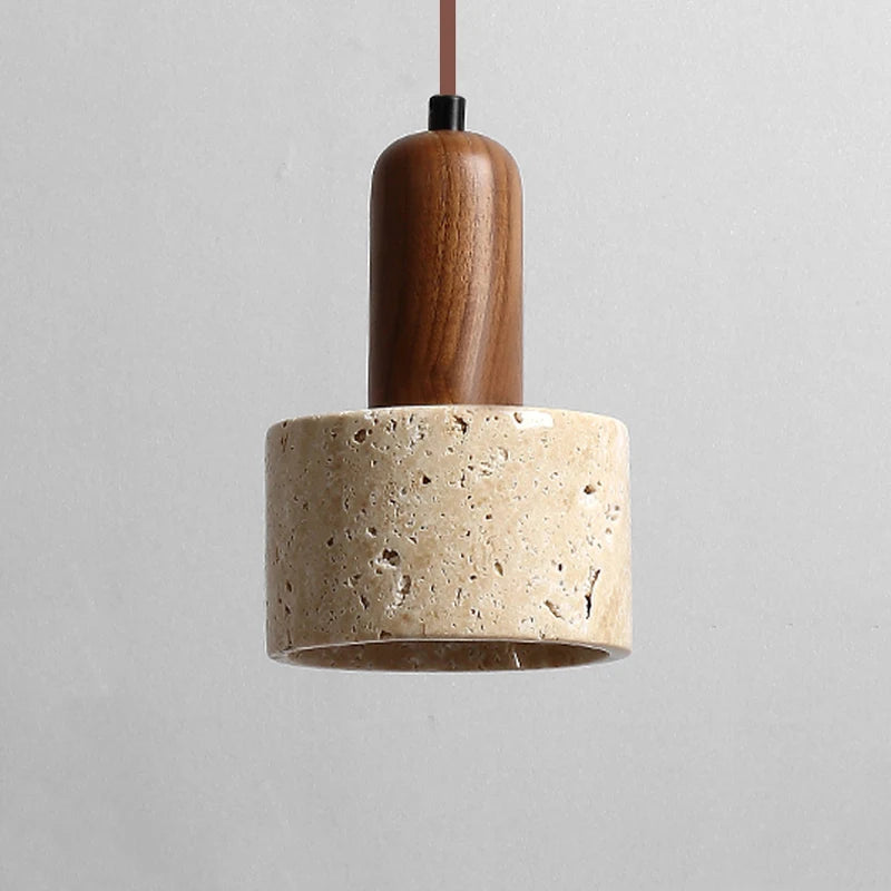 Japanese Yellow Marble LED Pendant Lamp - Wabi-Sabi Travertine Style, Nordic Bedside, Restaurant & Corridor Decoration 