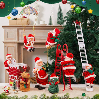 Christmas Decoration Electric Ladder Santa Claus Climbing Beads Santa Claus Children's Gift Mall Christmas Tree Decoration 