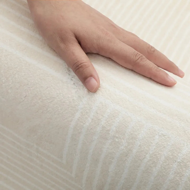 Minimalist Living Room Decoration Stripe Carpet Cream Large Area Rugs for Bedroom Japanese Style Plush Rug Home Fluffy Soft Mat 