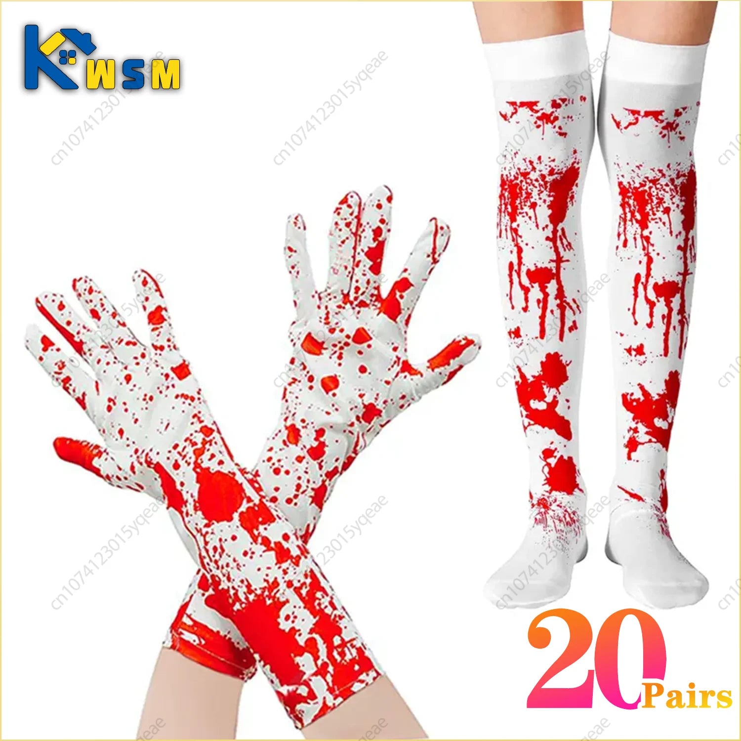 Halloween Gloves Scary Atmosphere Decorated Blood Gloves Blood Socks Party Costume Blood Mark Props Halloween Decorative Prop