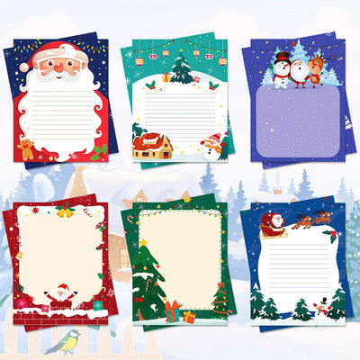 30Pcs Vintage Christmas Kraft Letter Paper Santa Claus Snowman Letter Pad Gift Envelopes Xmas Party Diy Invitation Greeting Card 