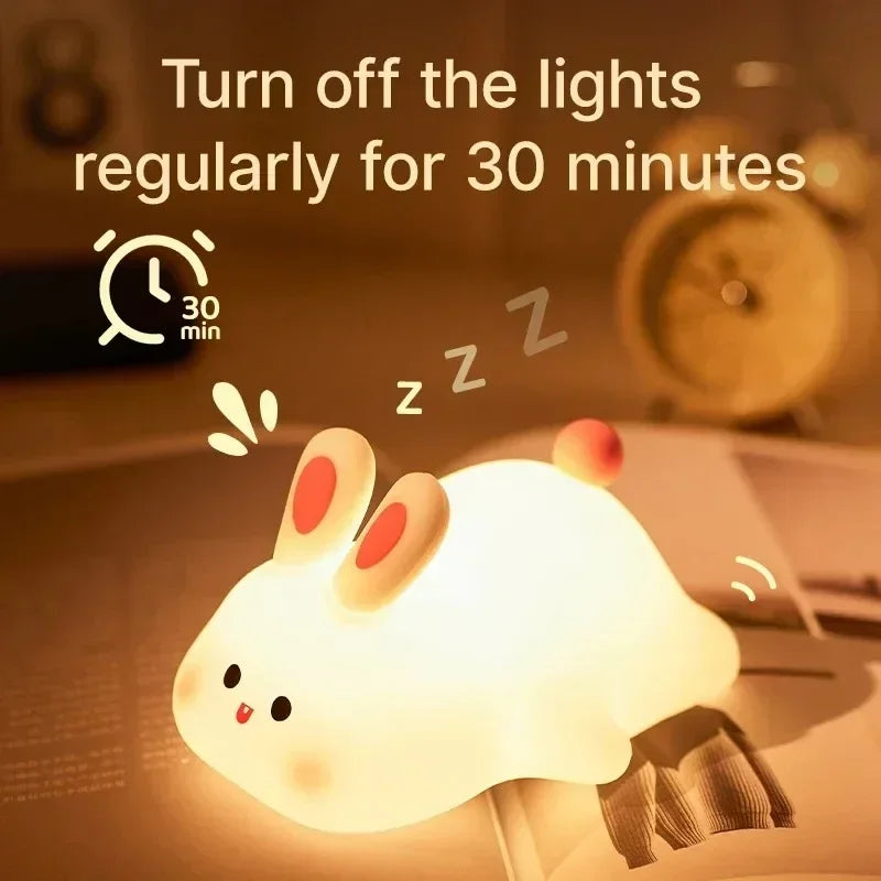 LED Cute Rabbit Night Light - USB Rechargeable Touch Sensor Mood Lamp for Kids' Bedroom, Panda Sheep Design