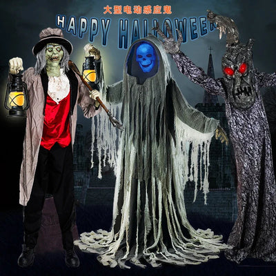 Halloween Large Electric Machinery Voice-activated Sensing Death Demon Skeleton Werewolf Doctor Female Nurse Haunted House Props 