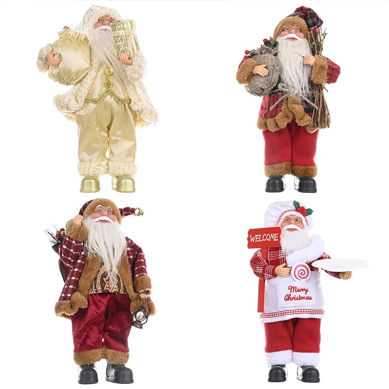 New14 Inch Inch Sitting Santa Claus Figurines Christmas Figure Decorations Hanging Xmas Tree Ornaments Santa  Toy Collectible