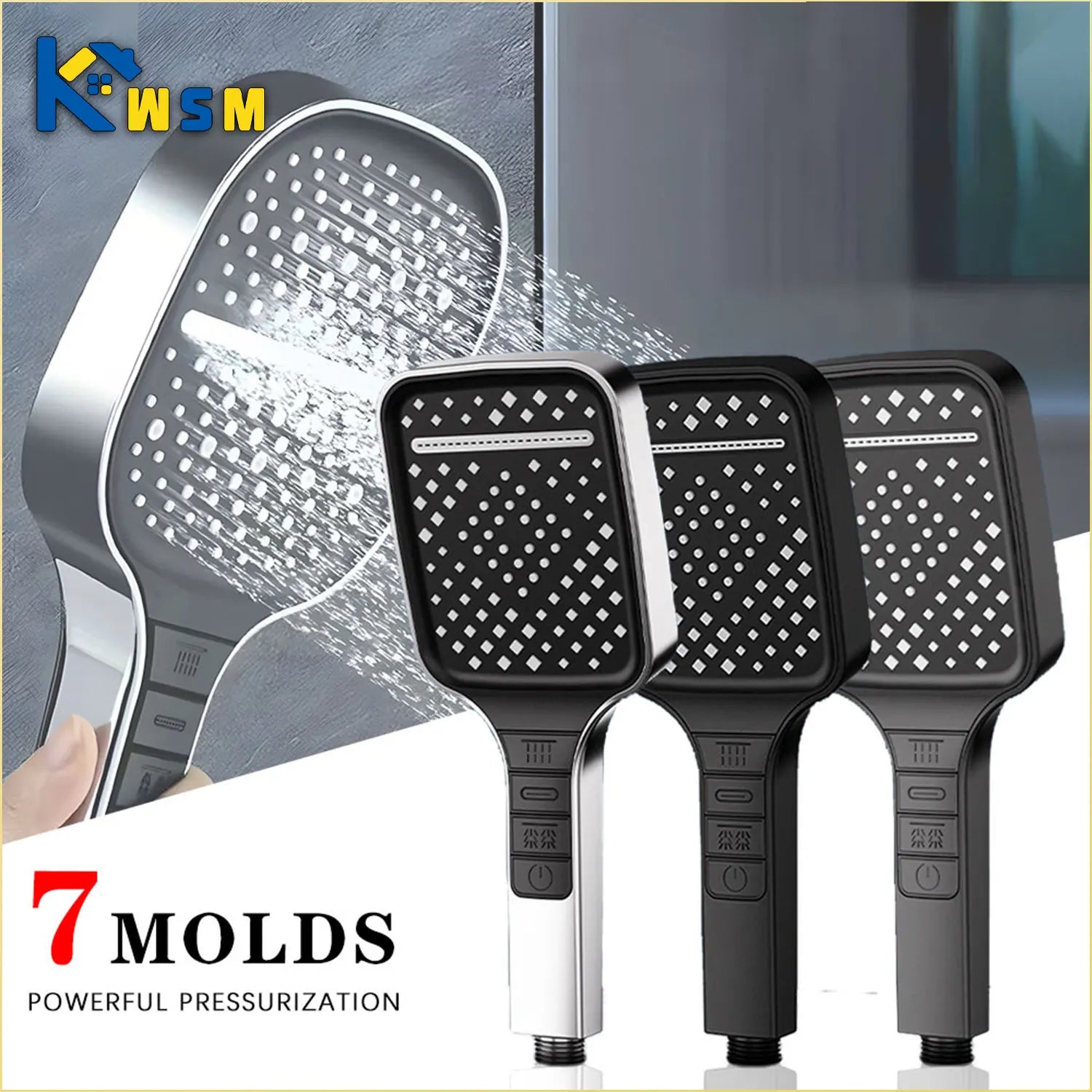 Large shower head 7 modes adjustment High pressure water saving shower faucet nozzle High quality showerhead Bathroom accessorie