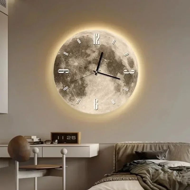 2023 New Decorative Painting Wall Creative Clock Light Light Clock Wall Clock Living Room Home Decoration Supplies 