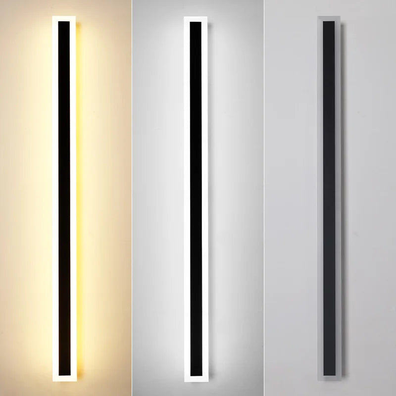 Modern Waterproof Outdoor Long Strip LED Wall Lamps - IP65 Aluminum Wall Light for Garden, Porch, Sconce, 110V & 220V 