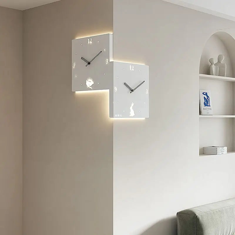 Creative Double-Sided Corner Wall Clock – Unique Personality Home Clock, Corner Clock Decoration, Wall Mute Clock 