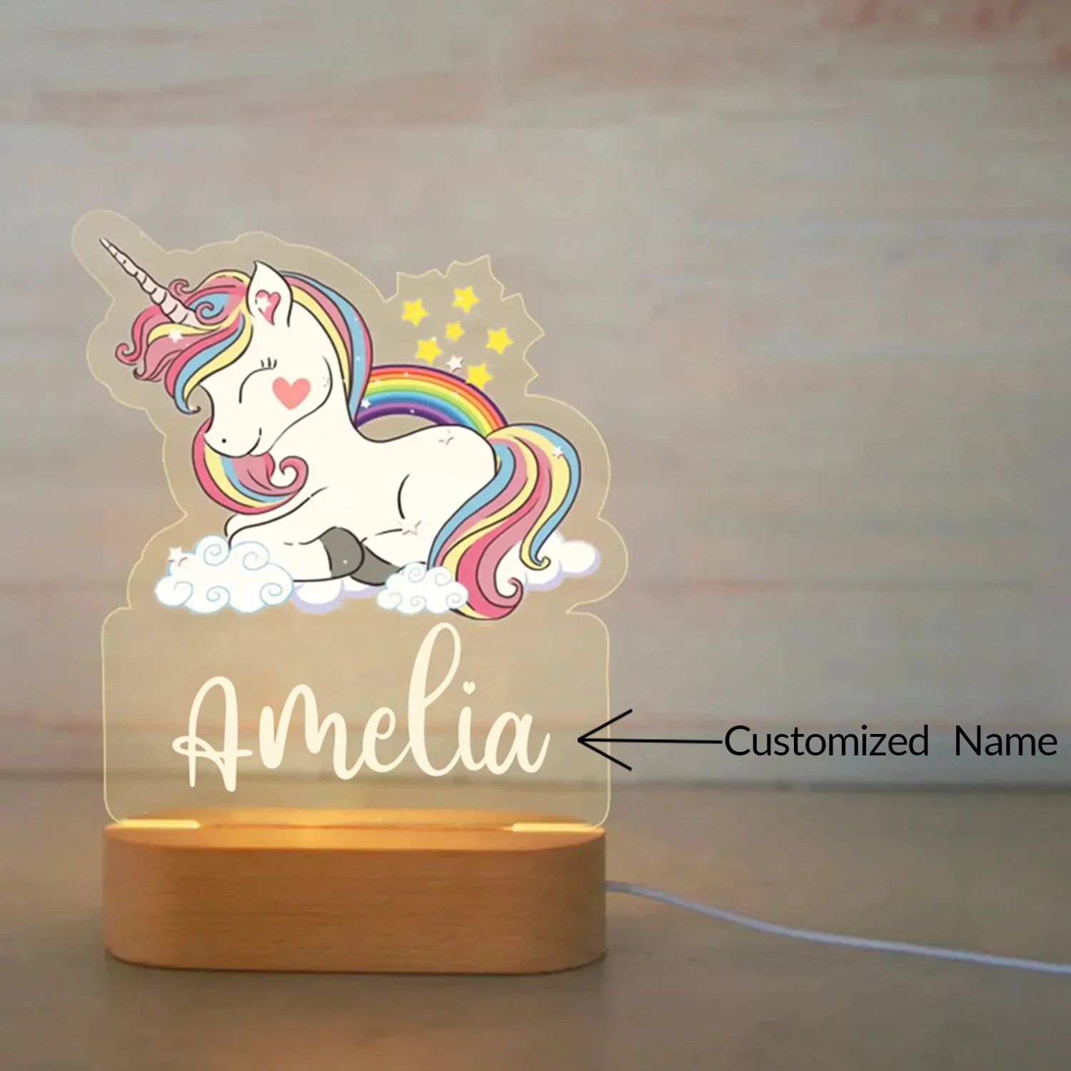 Personalized Children’s Animal Night Light - Custom Name Acrylic Lamp for Baby Kids Bedroom, Home Decoration & Birthday Gift