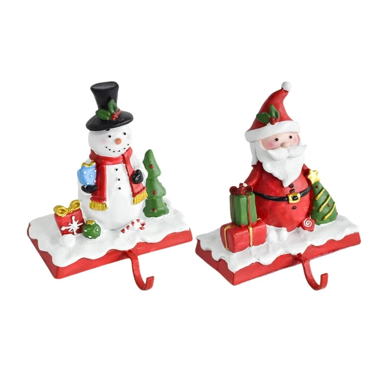 Christmas 3D Snowman Stocking Holder Resin Snowman Stocking Stand for Christmas Decors Mantle Hanger Holiday Charm