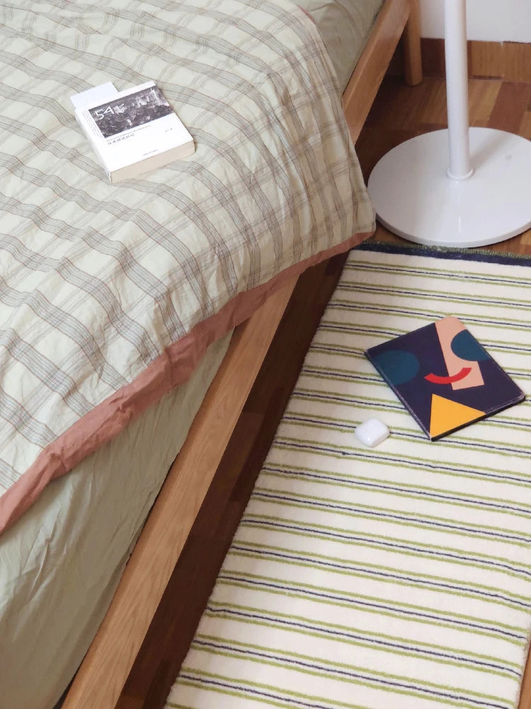 Minimalist Living Room Decorative Carpets Green Striped Bedroom Bedside Carpet Comfortable Coffee Table Rug Soft Balcony Rugs IG 