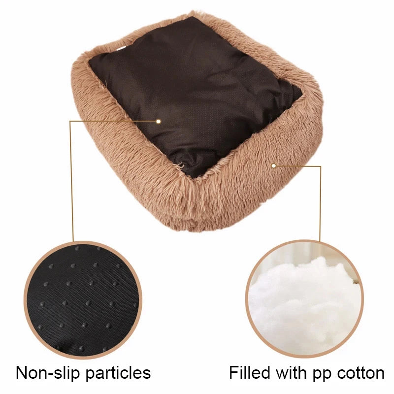 Rectangle Plush Dog Bed Winter Warm Mat Small Medium Big Pet Cat Dog Bed Kennel Puppy Sofacama Cat Cushion Pets Sofa Accessories 