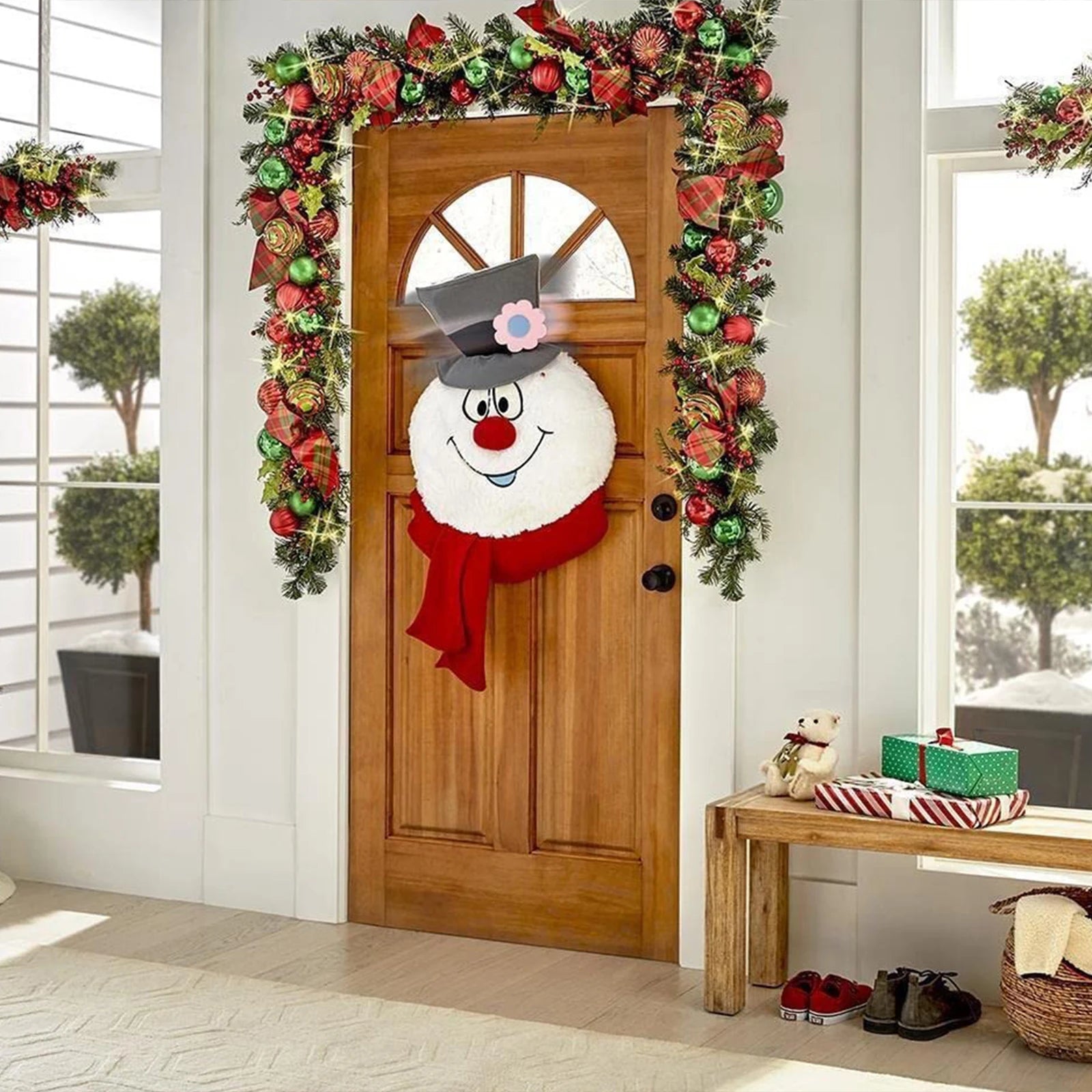 Wall Ornaments Door Hanging For Gifts Christmas Decor The Singing Frosty Plush Create An Atmosphere Durable Happy Snowman