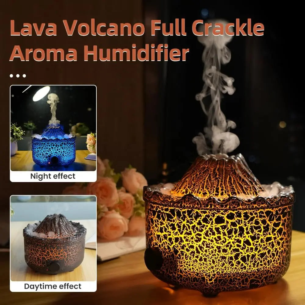 Volcano Aromatherapy Air Humidifier & Diffuser – 560ML Essential Oils Diffuser with Ultrasonic Technology and LED Light for Home