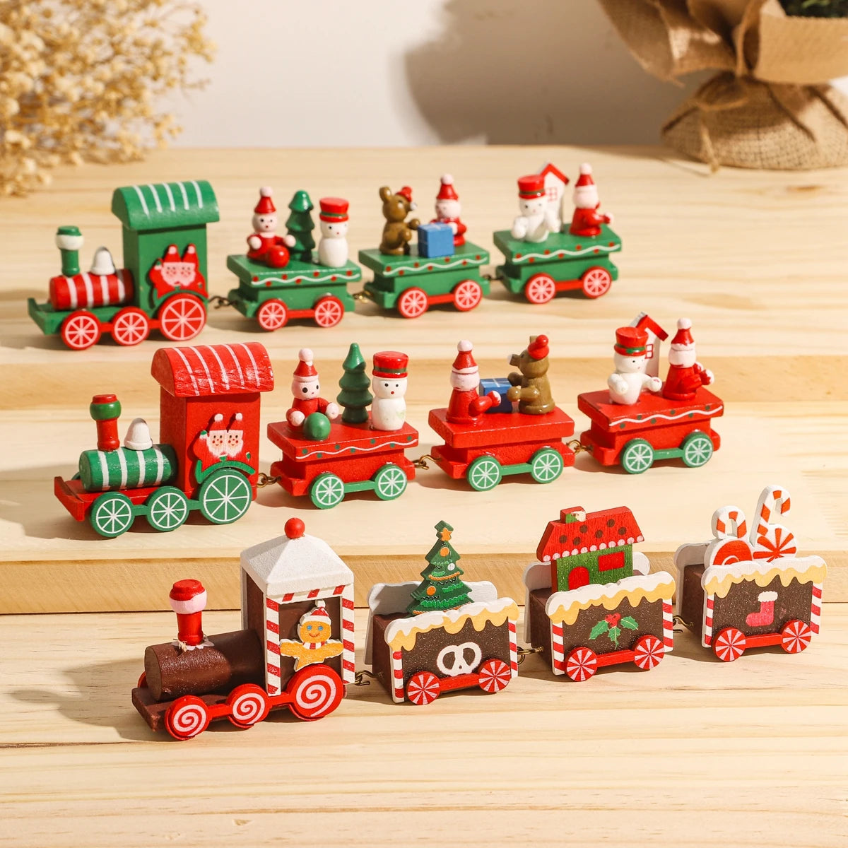 Christmas Train Merry Christmas Decorations For Home 2024 Cristmas Wooden Ornament Xmas Navidad Noel Gifts New Year 2025